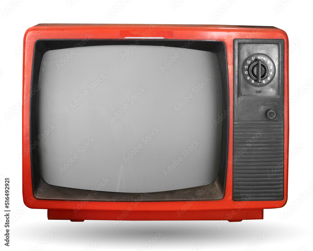 Retro television isolate on white with clipping path for object, retro technology