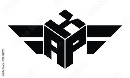 KAP three letter gaming logo in polygon cube shape logo design vector template. wordmark logo | emblem logo | monogram logo | initial letter logo | sports logo | minimalist logo | typography logo |