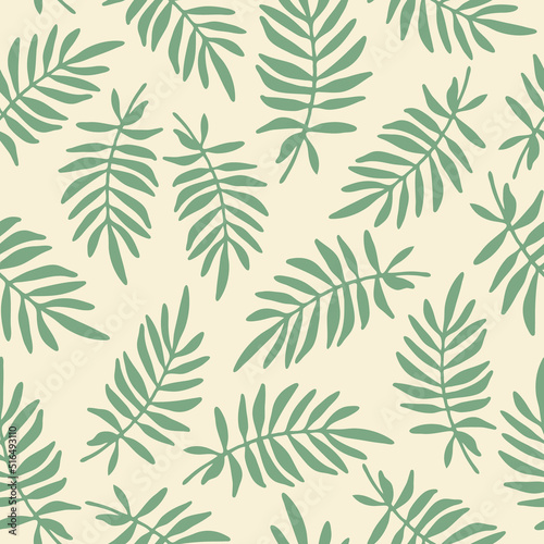 Palm leaves seamless pattern. Summer tropical vector background. © tinkerbell