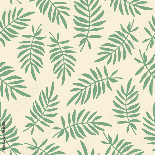 Palm leaves seamless pattern. Summer tropical vector background.