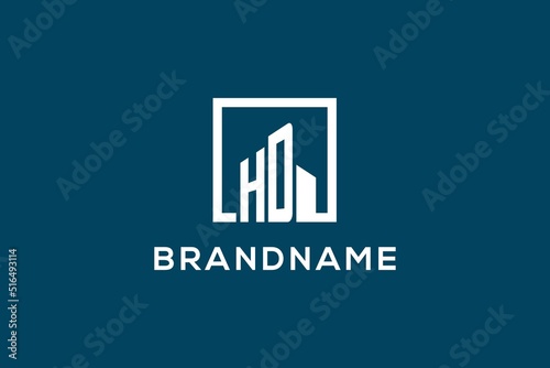 Letter HD with square shape logo style, modern and minimal logo for real estate