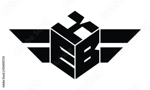 KEB three letter gaming logo in polygon cube shape logo design vector template. wordmark logo | emblem logo | monogram logo | initial letter logo | sports logo | minimalist logo | typography logo |