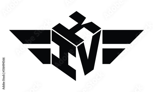 KIV three letter gaming logo in polygon cube shape logo design vector template. wordmark logo | emblem logo | monogram logo | initial letter logo | sports logo | minimalist logo | typography logo | photo