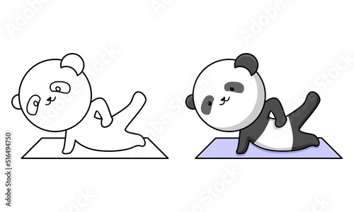 cute panda doing workout coloring page for kids