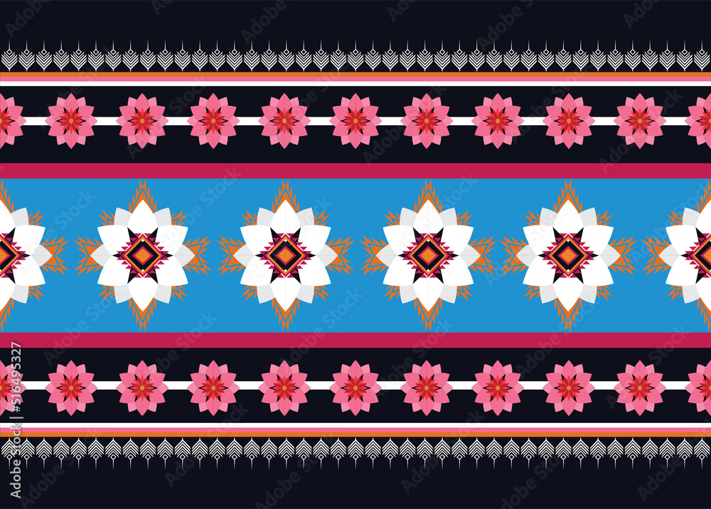 Geometric ethnic flower pattern for background,fabric,wrapping,clothing,wallpaper,Batik,carpet,embroidery style. Geometric ethnic flower pattern for background,fabric,wrapping,clothing,wallpaper,Batik,carpet,embroidery style.