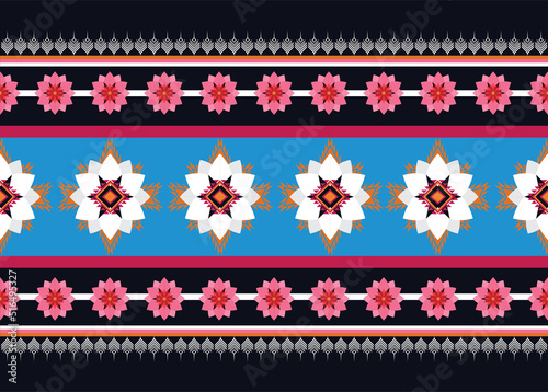 Wallpaper Mural Geometric ethnic flower pattern for background,fabric,wrapping,clothing,wallpaper,Batik,carpet,embroidery style. Torontodigital.ca