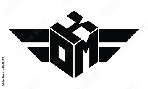 KOM three letter gaming logo in polygon cube shape logo design vector template. wordmark logo | emblem logo | monogram logo | initial letter logo | sports logo | minimalist logo | typography logo |