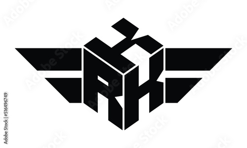 KRK three letter gaming logo in polygon cube shape logo design vector template. wordmark logo | emblem logo | monogram logo | initial letter logo | sports logo | minimalist logo | typography logo |