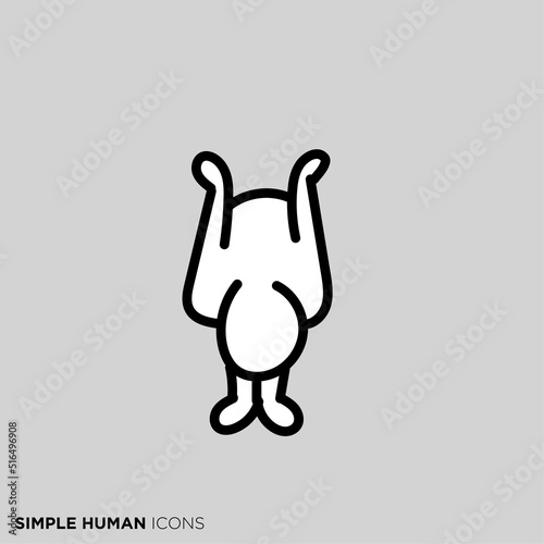 シンプルな人物のポーズイラスト　「極端なお辞儀」
