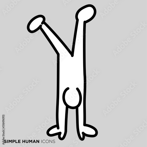 シンプルな人物のポーズイラスト　「逆立ちする人」