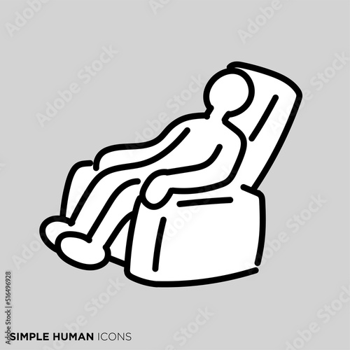 シンプルな人物のポーズイラスト　「マッサージチェアに座る人」