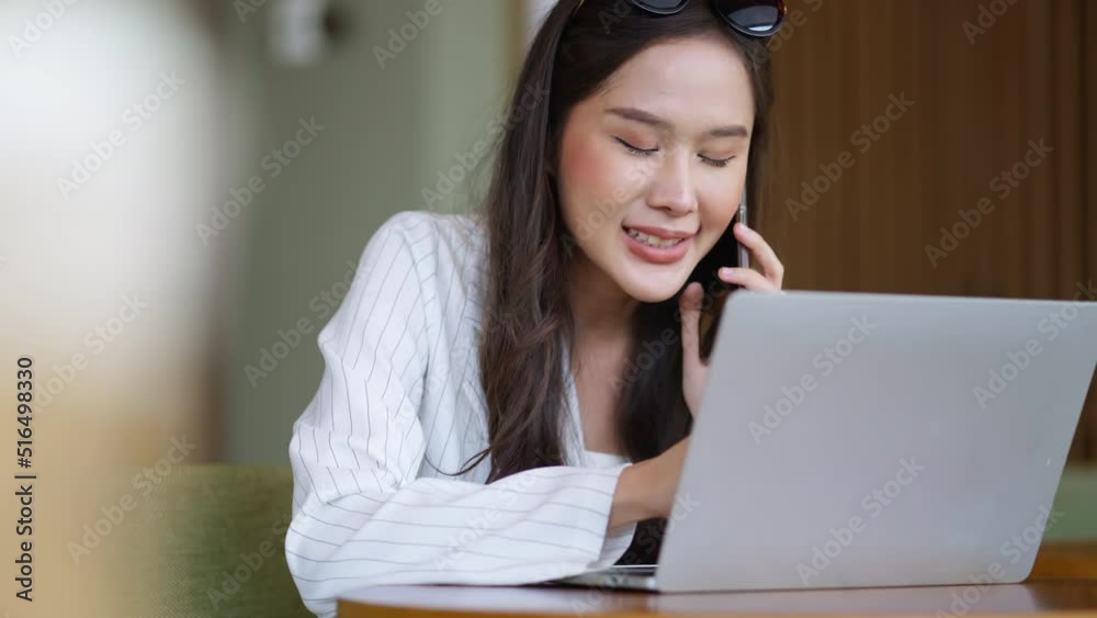 smart attractive asian female business woman casual cloth freelance work leisure relax working with tablet and smartphone at cafe restaurant urban lifestyle digital nomad working in co working space smart attractive asian female business woman casual cloth freelance work leisure relax working with tablet and smartphone at cafe restaurant urban lifestyle digital nomad working in co working space