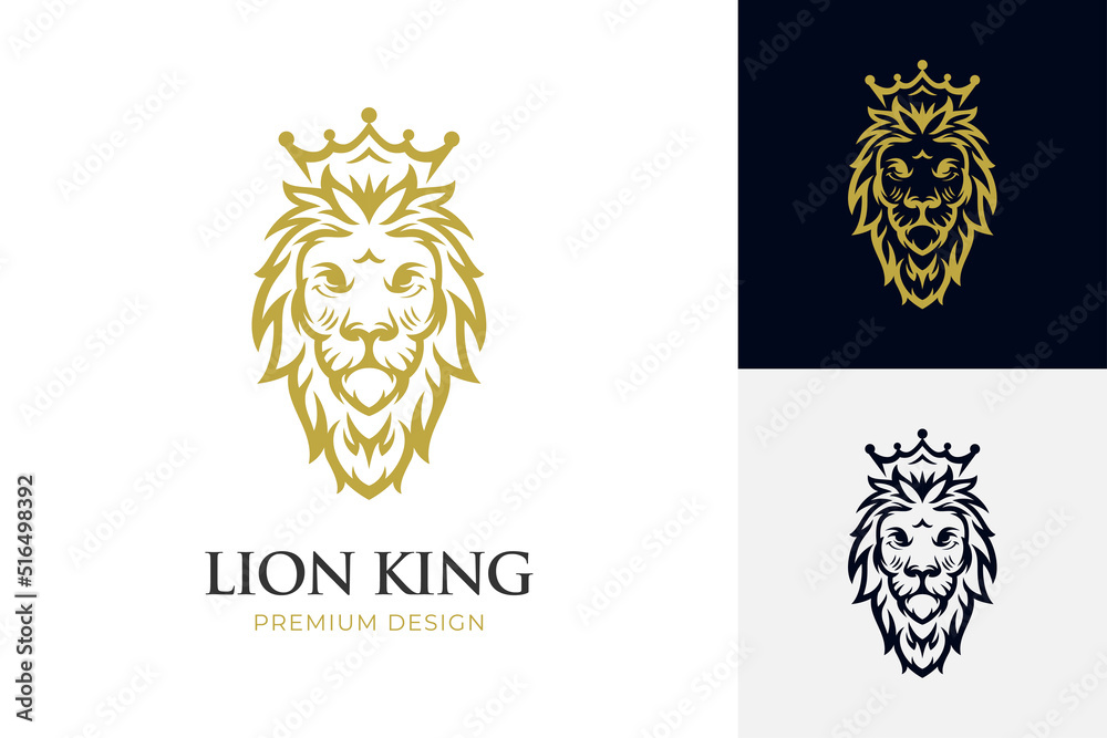 Royal Lion crown logo, elegant golden leo crest icon symbol for premium king brand identity design, luxury company identity vector illustration Royal Lion crown logo, elegant golden leo crest icon symbol for premium king brand identity design, luxury company identity vector illustration