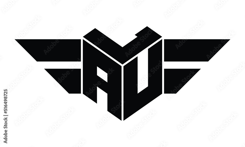 LAU three letter gaming logo in polygon cube shape logo design vector ...
