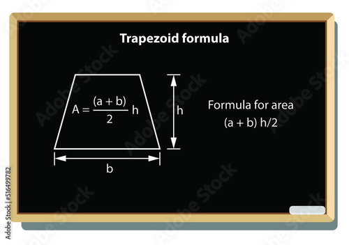 Trapezoid formula. Mathematical vector formulary. For school, university and training. Basic Formulas. Symbols, Cheat Slip, Math.