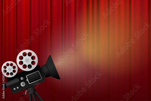 Movie projector, Retro cinema. Cinematography festival. Movie time. Vector illustration.