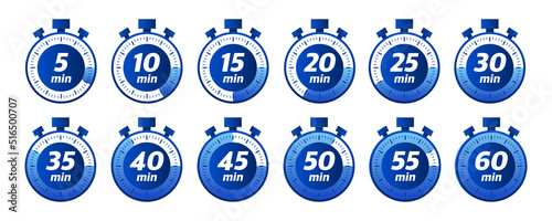 10, 15, 20, 25, 30, 35, 40, 45, 50 min, great design for any purposes. Vector logo