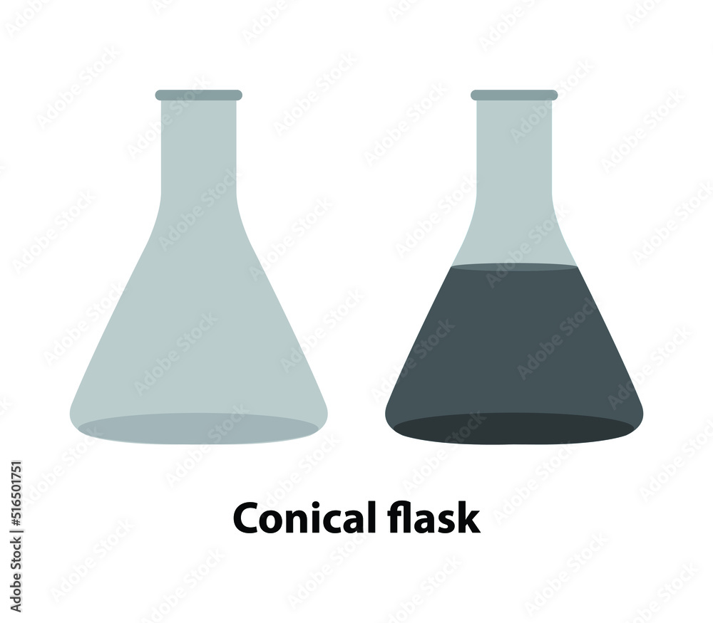 Conical flask isolated on white. vector. Chemistry laboratory glassware Conical flask isolated on white. vector. Chemistry laboratory glassware
