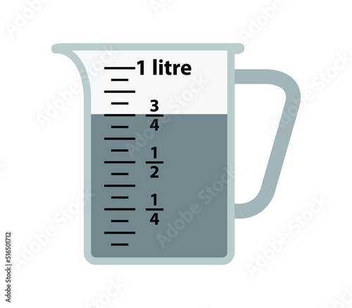 measuring cups with the amount of liquid 750ml. color. with measuring scale.
Beaker for chemical experiments in the laboratory. Vector illustration