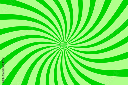 Vector green background with spiral green and light green rays in retro pop art style. abstract rays background in retro vintage style. Swirling Retro Green Spiral Flat Design Vector Background
