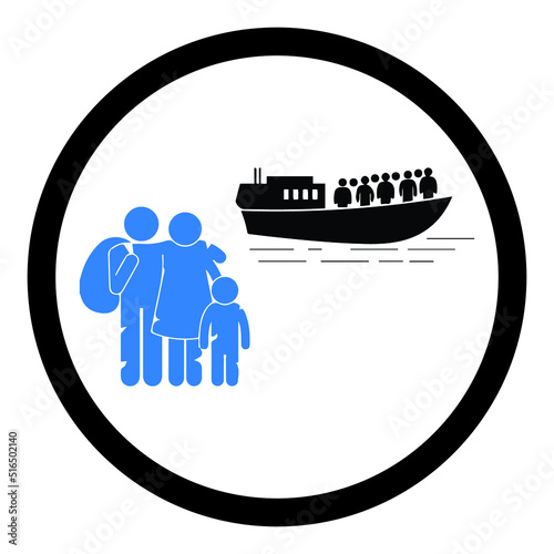 Asylum camp or hiding people icon