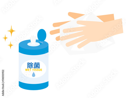 ウェットティッシュ　除菌シート　手を拭く