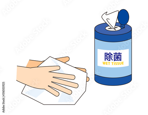 ウェットティッシュ　除菌シート　手を拭く