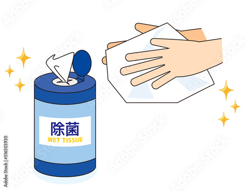 ウェットティッシュ　除菌シート　手を拭く