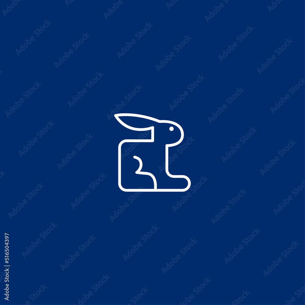 Rabbit animal symbol logo icon concept in isolated blue background vector illustration Rabbit animal symbol logo icon concept in isolated blue background vector illustration