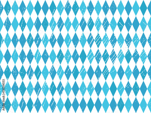 Oktoberfest 2022 - Beer Festival. German Traditional holiday. Background of blue diamonds with texture.