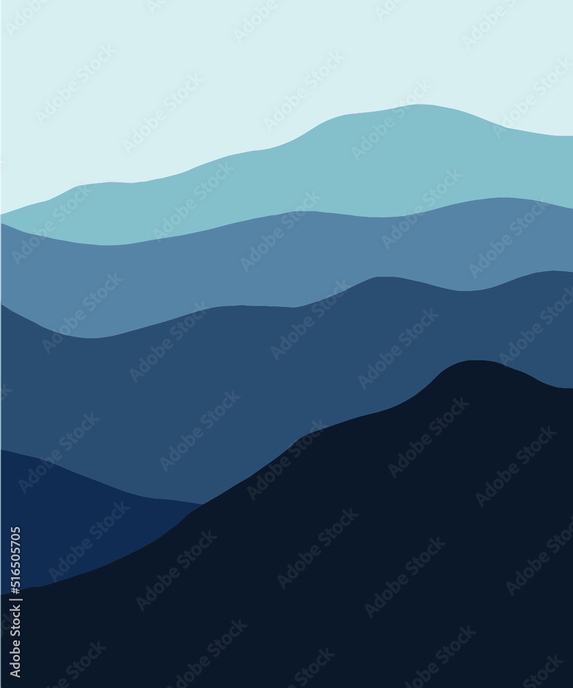 abstact wavy shapes mountain and hills landscapes, vector illustration scenery in earthy and terracotta color palette 