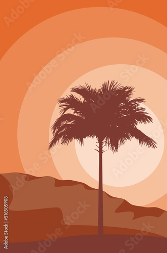 Palm trees silhouettes retro design