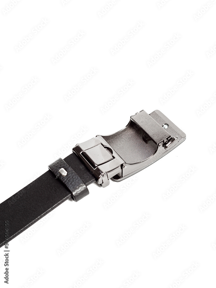 black men's leather belt on isolated white background black men's leather belt on isolated white background