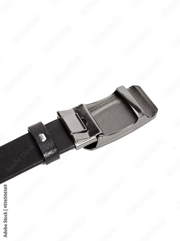 black men's leather belt on isolated white background black men's leather belt on isolated white background