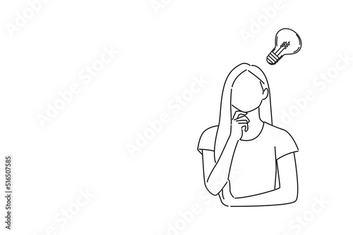 Cartoon of beauty teenager thinking / imagination / question