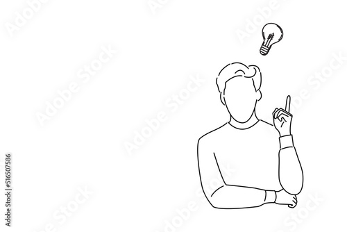 Drawing of student having great idea, finding inspiration or solution to problem