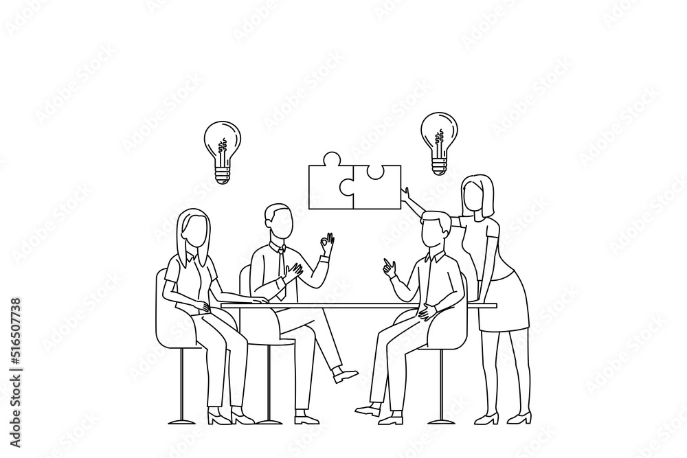 Illustration of businesspeople meeting In office