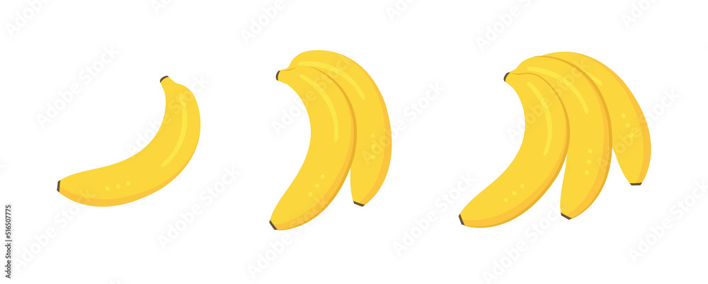 Set Ripe banana clipart icon. flat vector illustration design Set Ripe banana clipart icon. flat vector illustration design