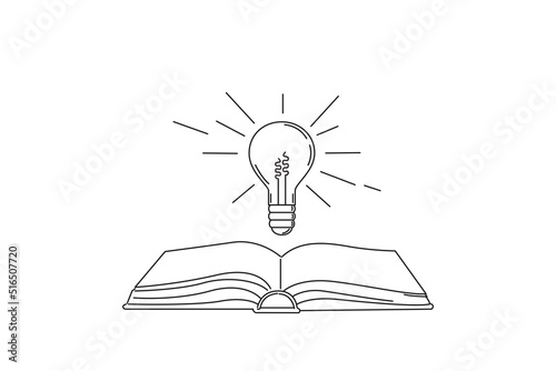 Illustration of book with idea bulb