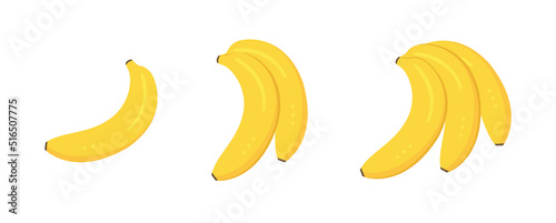 Set Ripe banana clipart icon. flat vector illustration design