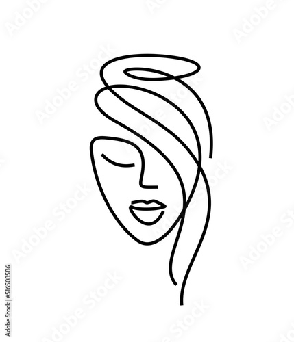 hairstyle logo vector minimalism. makeup - illustration isolate for beauty salon. permanent tattoo, look. hairstyle icon. face woman