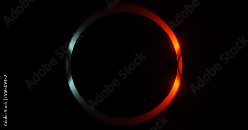 Render with glowing orange blue ring isolated on black