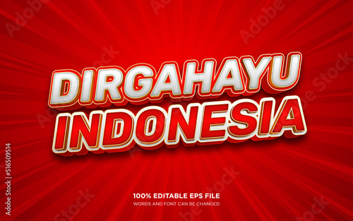 Dirgahayu indonesia merdeka 3d editable text style effect	