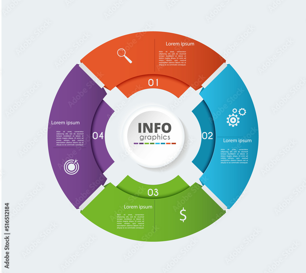 Vector infographic circle. Cycle diagram with 4 options. Can be used ...