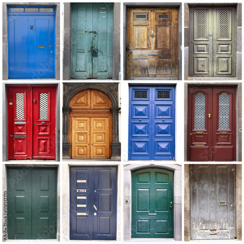 collage of  vintage  wooden doors
