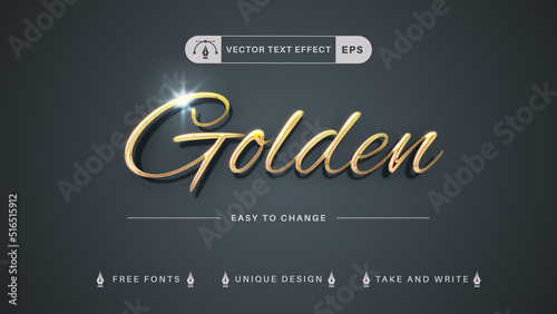 Golden Script Editable Text Effect, Font Style