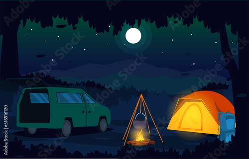 Holiday Night Camp Tent Outdoor Adventure Nature Landscape