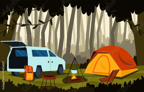 Summer Camp Tent Outdoor Jungle Nature Adventure Holiday