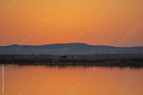 sunset over the lake