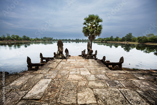 Srah Srang platform looking at the reservoir, Angkor, Cambodia photo